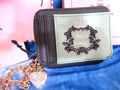 Juicy Couture Heritage Small Square Credit Card Wallet  Sage Limited Edition NWT