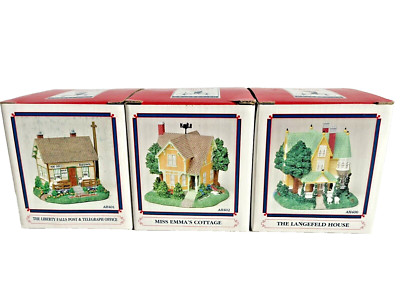 Liberty Falls Village Vtg 2007 Langefeld House Miss Emmas Cottage Telegraph