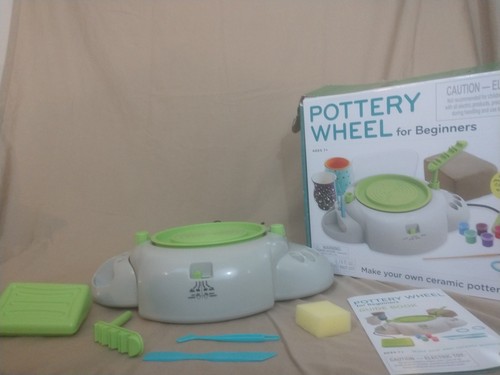 POTTERY WHEEL FOR BEGINNERS INCLUDES . DOES NOT INCLUDE CLAY OR PAINTS.