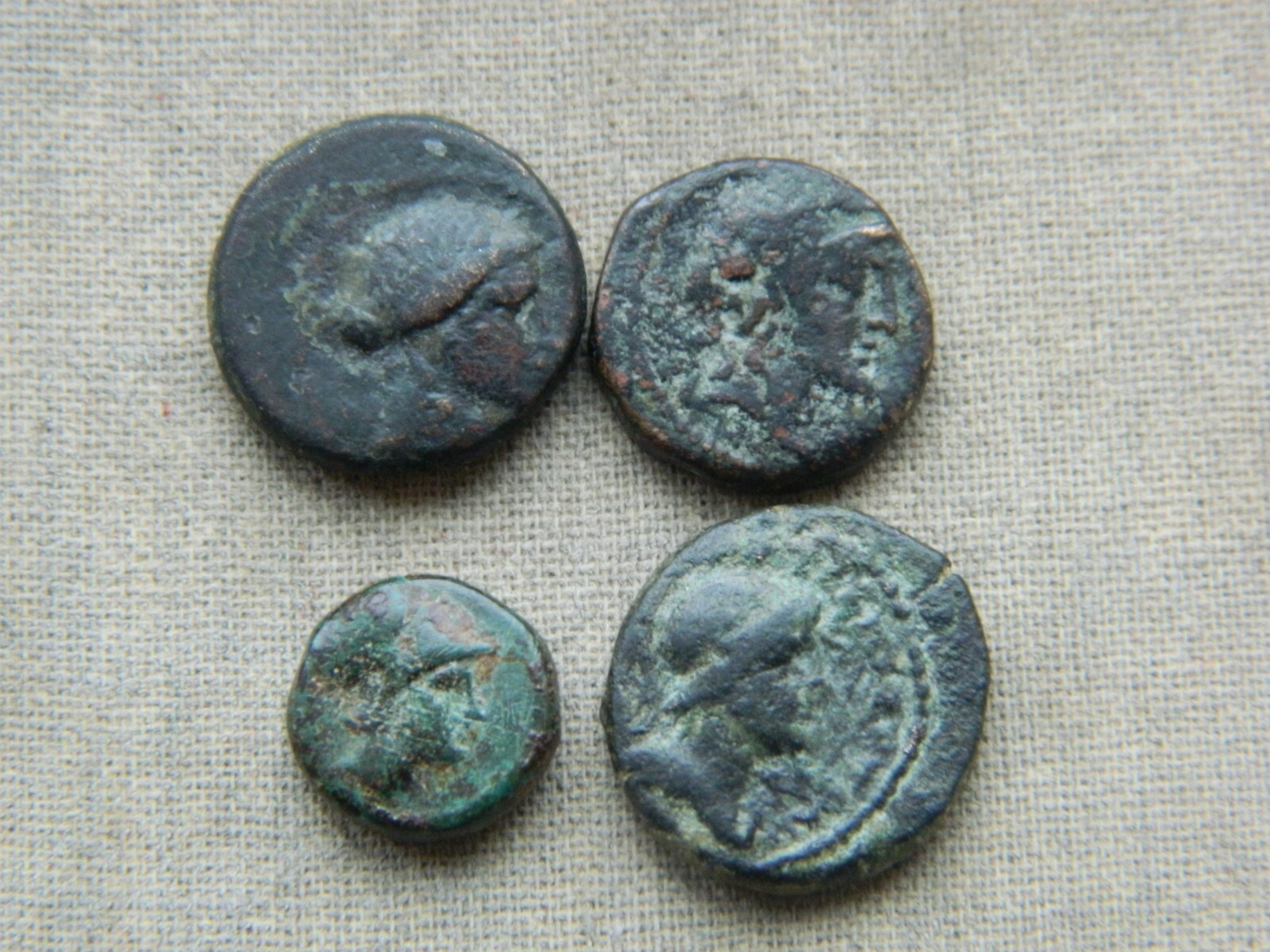 Lot of 4 Ancient Greek bronze coins 4500 BC