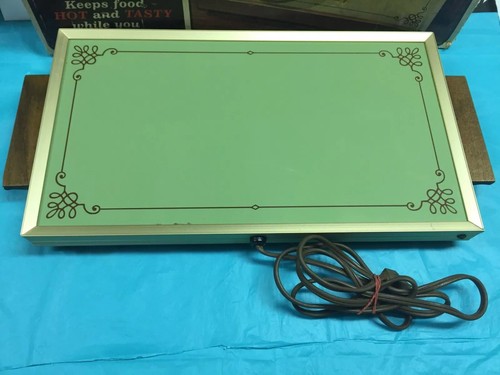 Vintage Mid-Century Modern Cornwall Hot Electric Tray Warming Tray #1418 Avocado