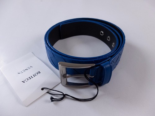 BOTTEGA VENETA blue intrecciato woven nappa leather belt