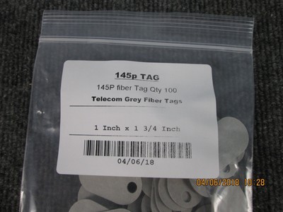 Telecom Grey 145P Fiber Tags. Bag of 100 ( 5 in stock)