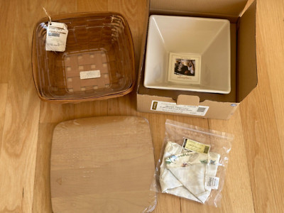 NEW Longaberger 2009 Large Flare Basket COMBO+  WB Lid ,prot, liner & ivory bowl