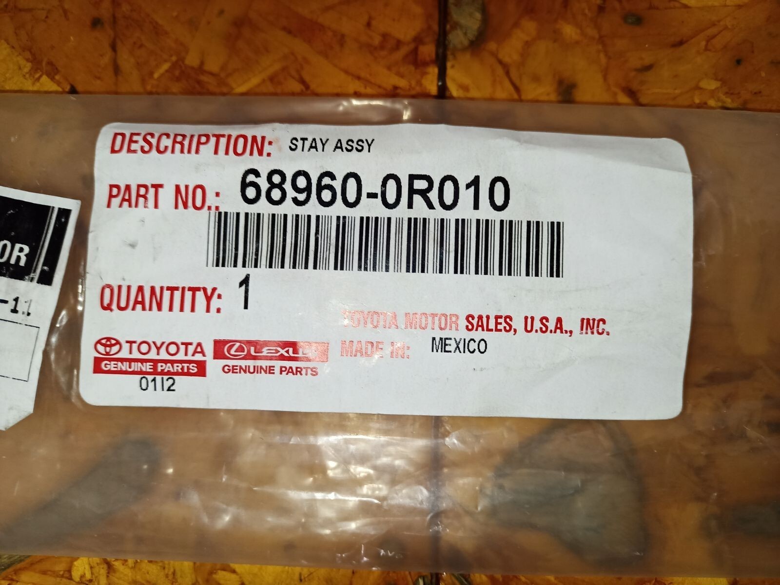 68960-0R010 Toyota OEM Genuine for Manual Open STAY ASSY, BACK DOOR, LH 68960-0R010 Toyota OEM Genuine for Manual Open STAY ASSY, BACK DOOR, LH