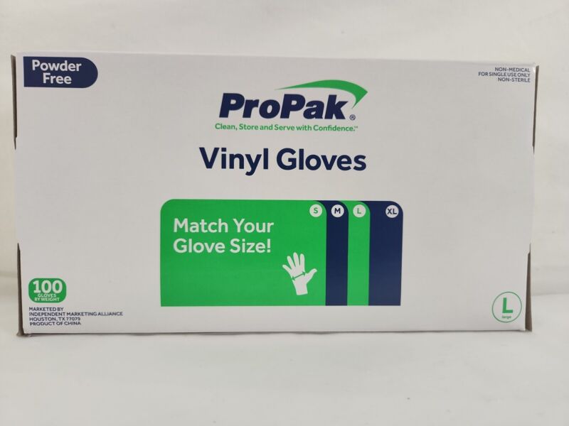 Propak Vinyl Gloves Large 100 Pack