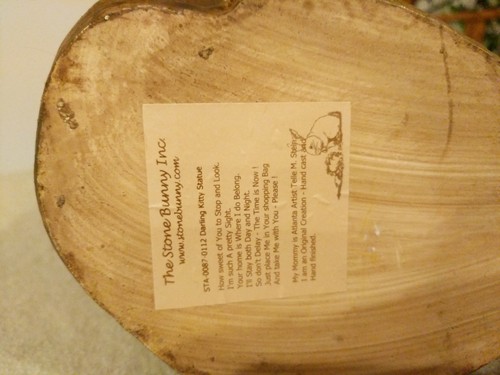 The Stone Bunny Inc Cat Indoor Outdoor Resin Statue 1996 Collection Vintage