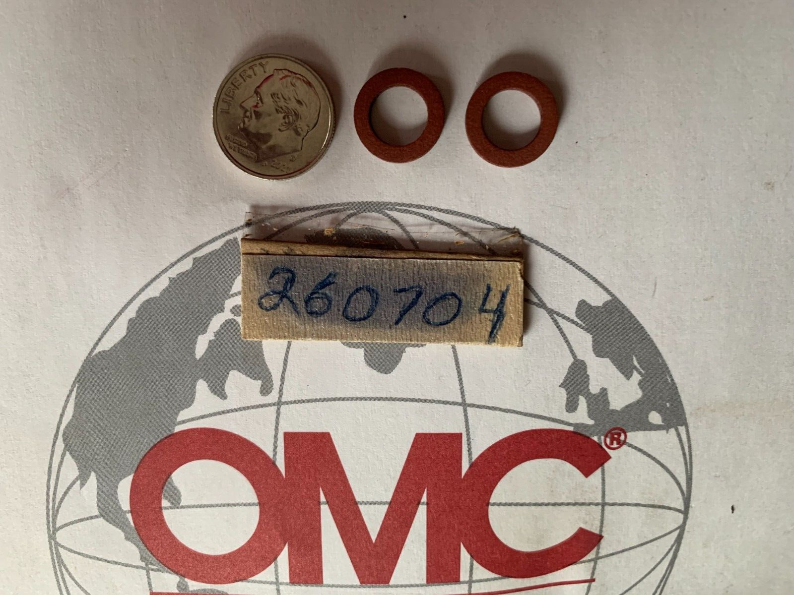 JOHNSON EVINRUDE 260704 0260704 LOT of 2 FIBER GASKETS WASHERS 1950's VINTAGE