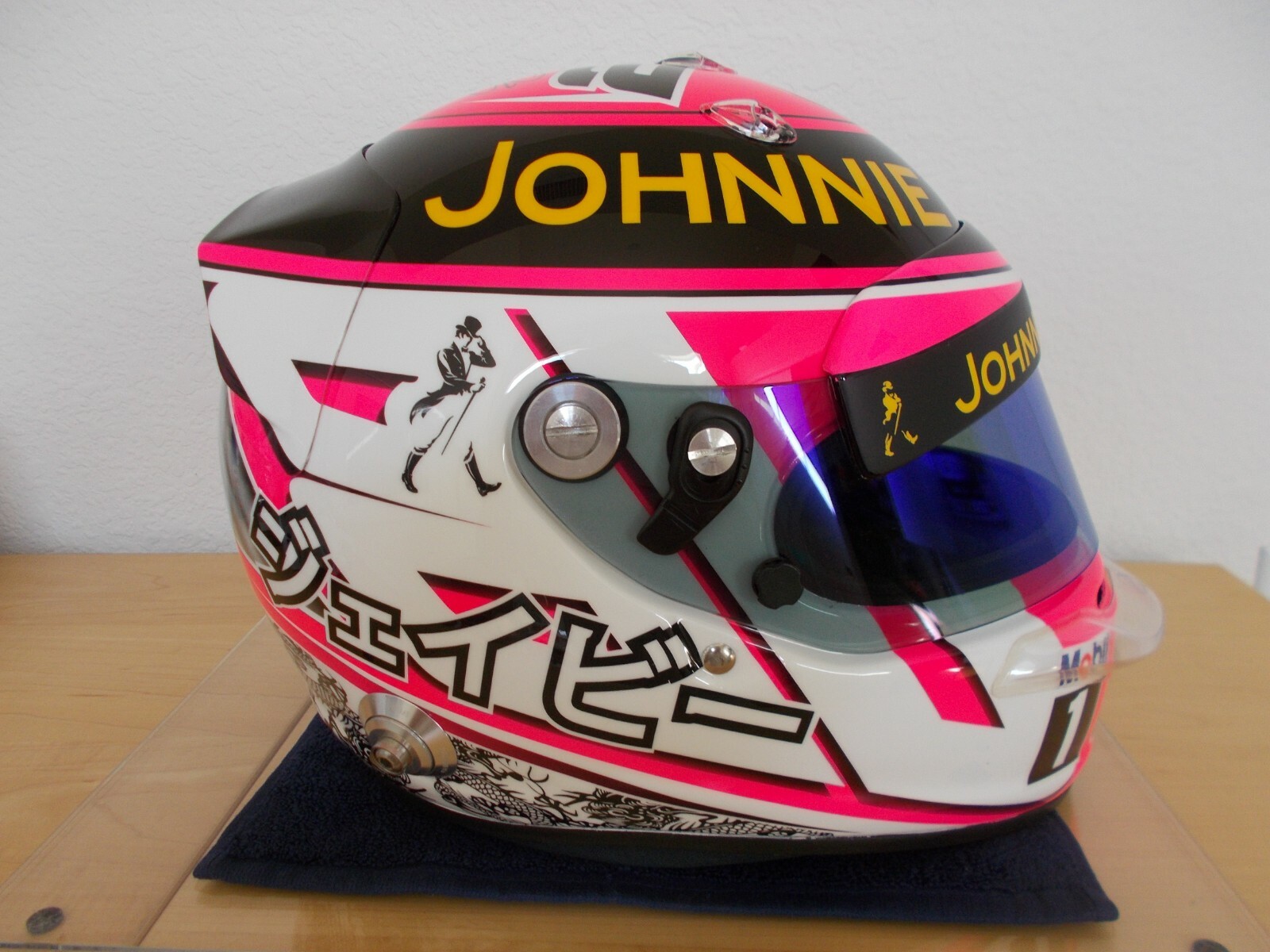 JENSON BUTTON MCLAREN MERCEDES PINK JAPAN GP 2014 ARAI GP6 RC HELMET