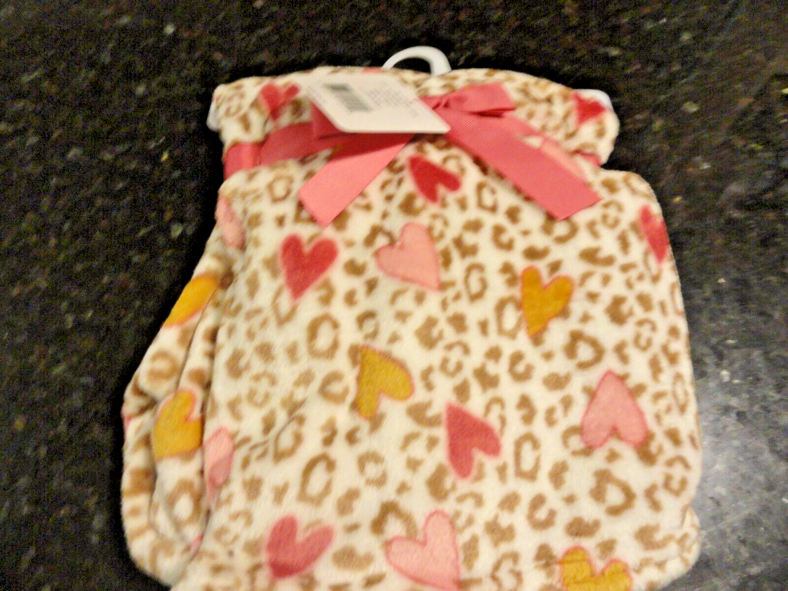 Spotted Leopard Print Pink Hearts 30 X 40 Plush