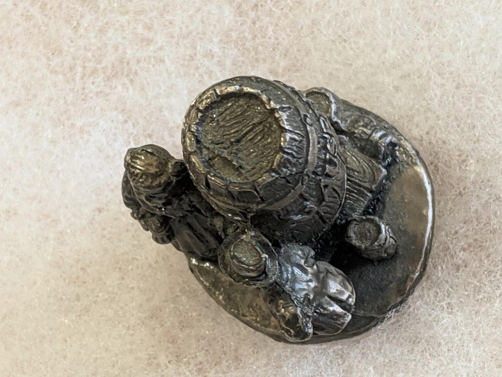 Ausberg Brew Beer Barrel Liberty Falls Artist Signed Pewter Figure Mini VTG