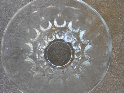 Depression HAZEL ATLAS Clear Glass CANDY BOWL  w Lid  Thumbprint Design  Vintage