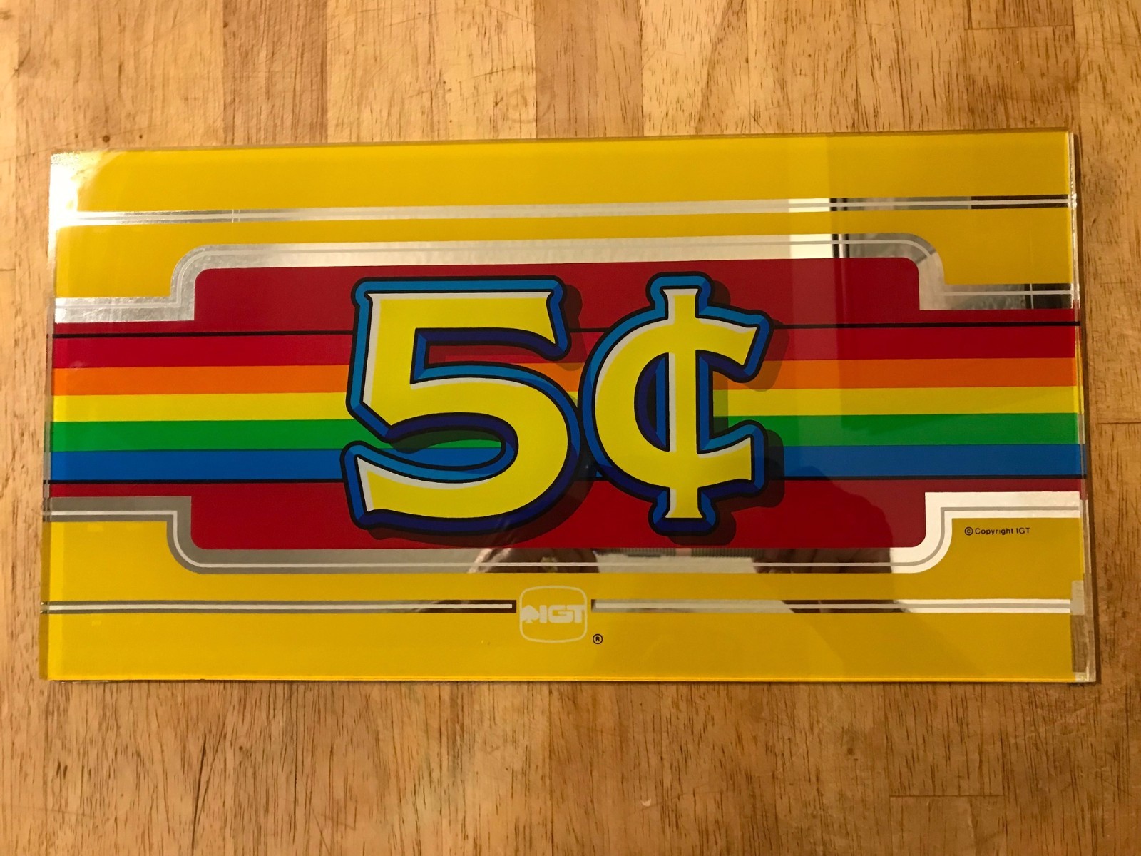 Vintage Slot Machine Glass IGT 5 Cent Rainbow Mirrored Yellow Belly Glass 8