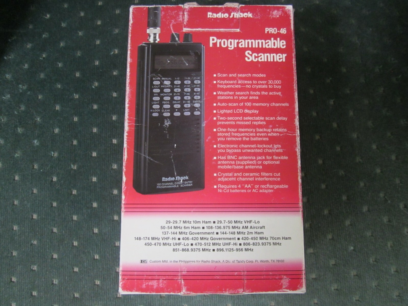 Radio Shack PRO-46 Model 20-305 police fire SCANNER + BOX + instruction MANUAL