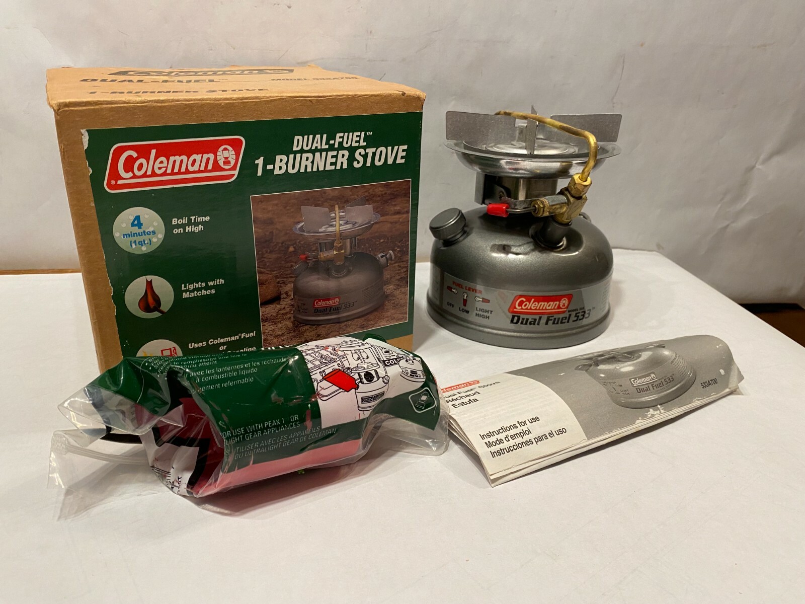 NEW Coleman Dual Fuel Single 1 Burner Camp Stove Model 533 ORIGINAL BOX