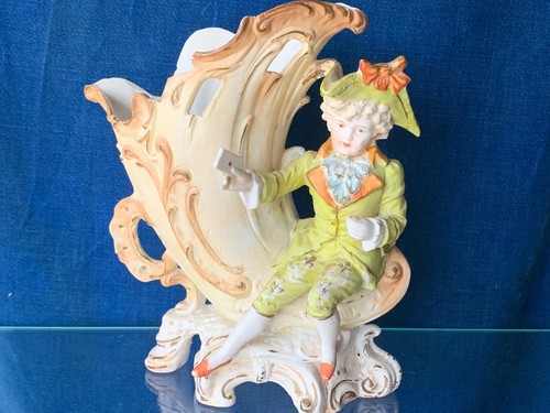 ANTIQUE 1880s Unger Schneider & Co Vase Planter Figurine German Thuringia ??m9
