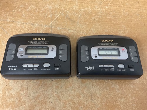 Aiwa TX457 Portable Cassette Player Walkman Japan Vintage Stereo Audio x2
