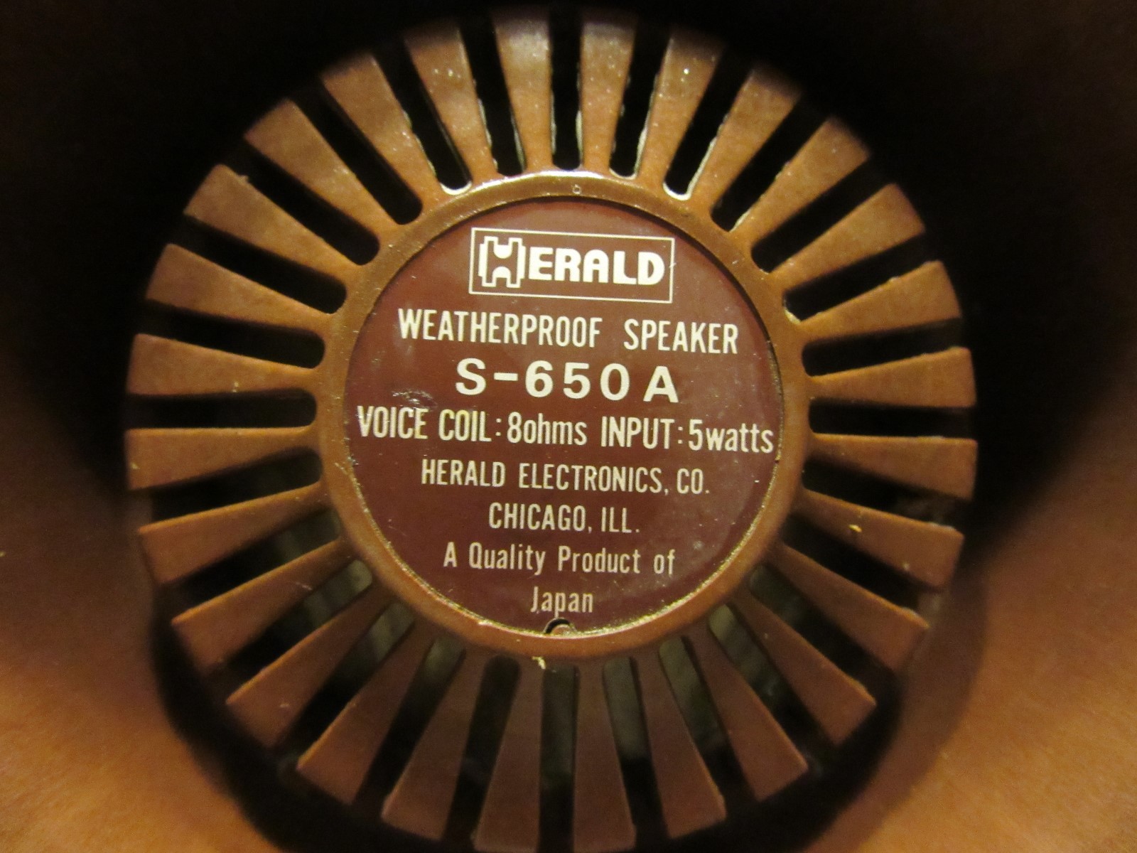 Vintage Gold? Herald S-650A Speaker WATERPROOF made in Japan 8ohms 5 watts