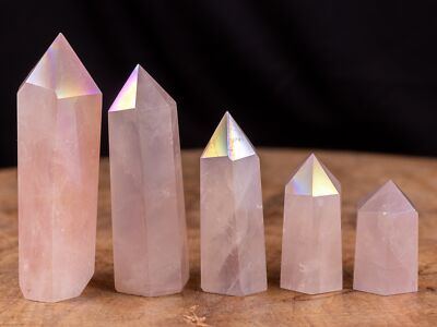 Aura ROSE QUARTZ Crystal Tower - Crystal Wand Points Obelisk, Home Decor, E2107