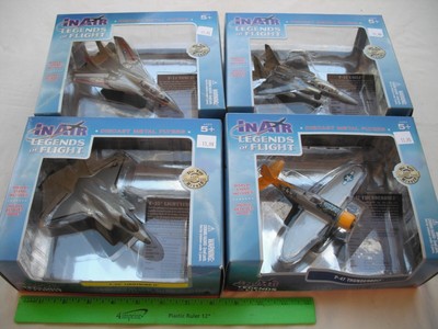 Lot of 4 InAir F-15 Eagle F-14 Tomcat F-35 P-47 Airplane, Metal, WowToyz, In Air
