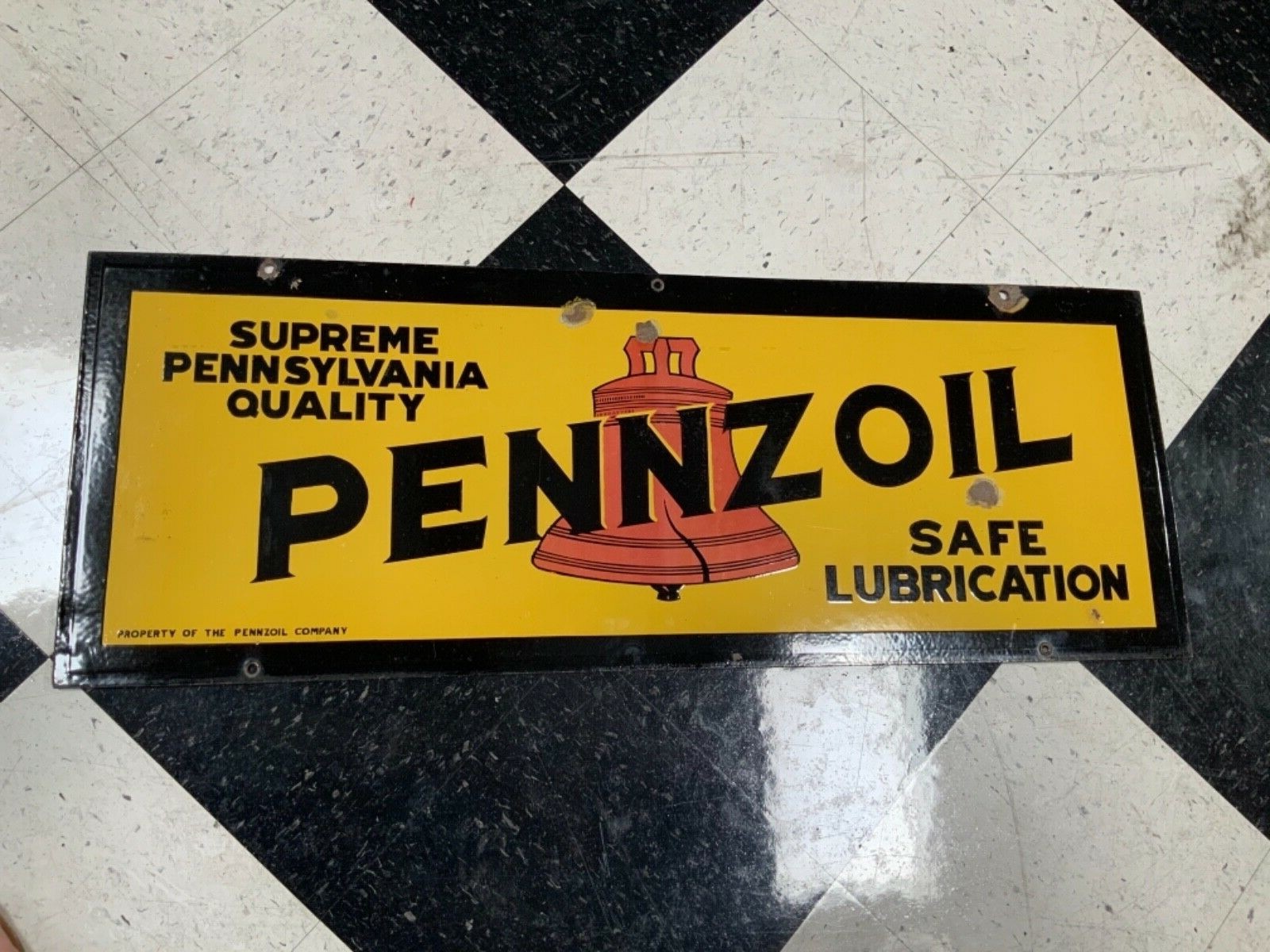 Original double sided porcelain Pennzoil sign