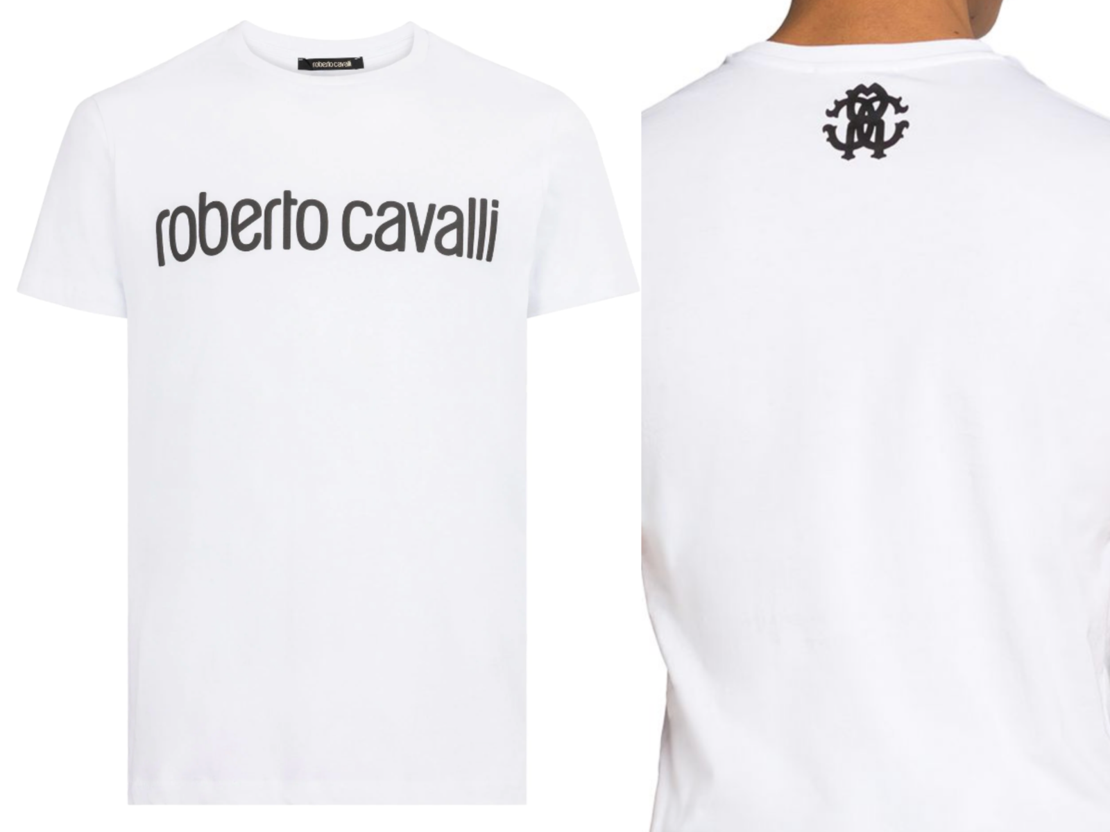 ROBERTO CAVALLI ROBERTO CAVALLI FIRENZE LOGO PRINT LUXURY CREW NECK T-SHIRT RETRO SHIRT TOP L