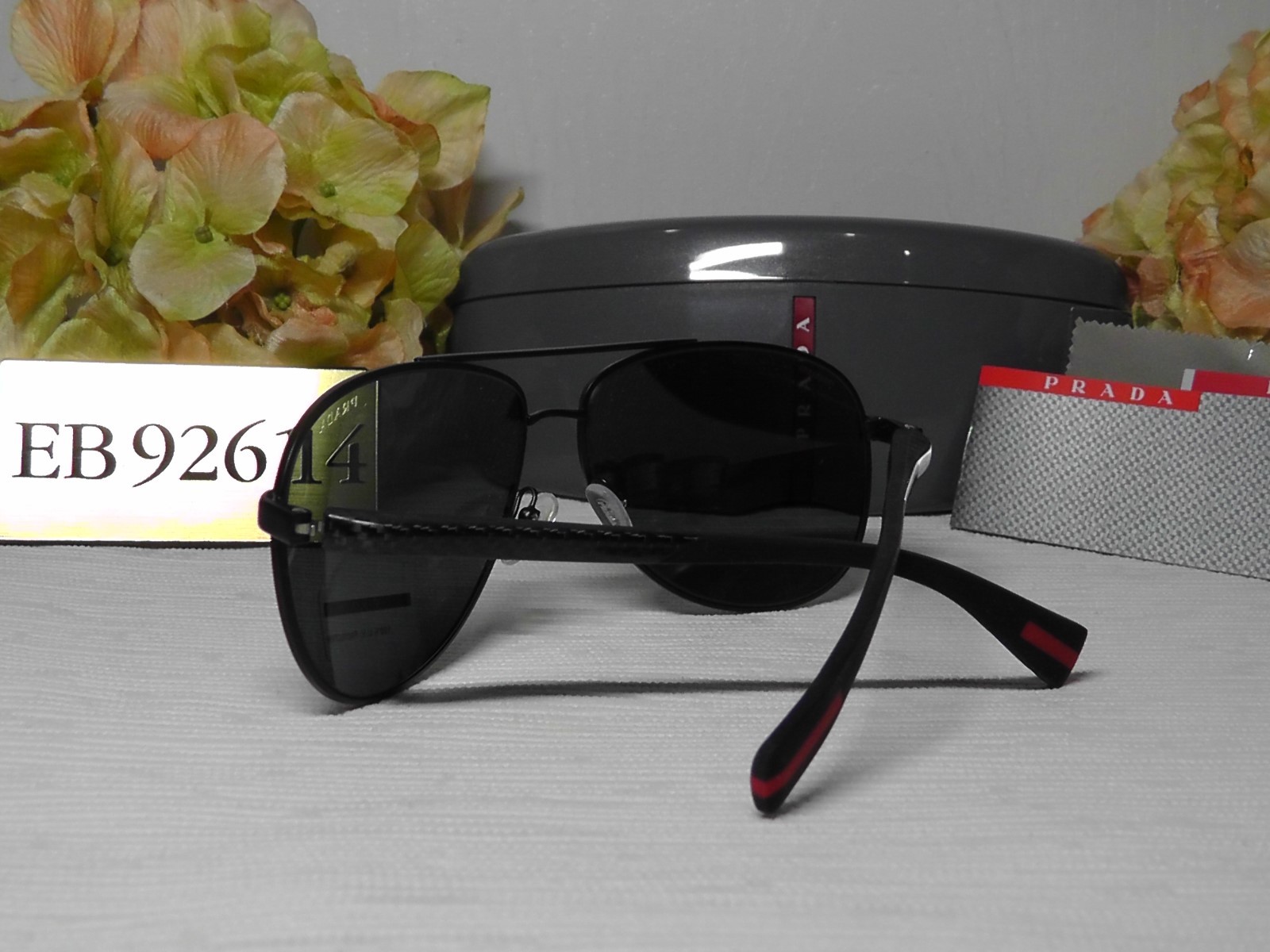 Pre-owned Prada Ps 51os Aviator Black Frame Smoke Lens Sunglasses 62 14 135italynib In Gray