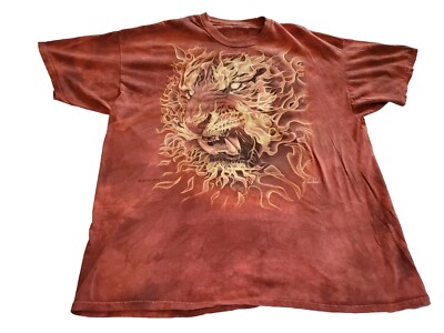 The Mountain Fire Cat Tiger Lion Flame Fantasy Mythic T-Shirt Tom Wood Mens 3XL