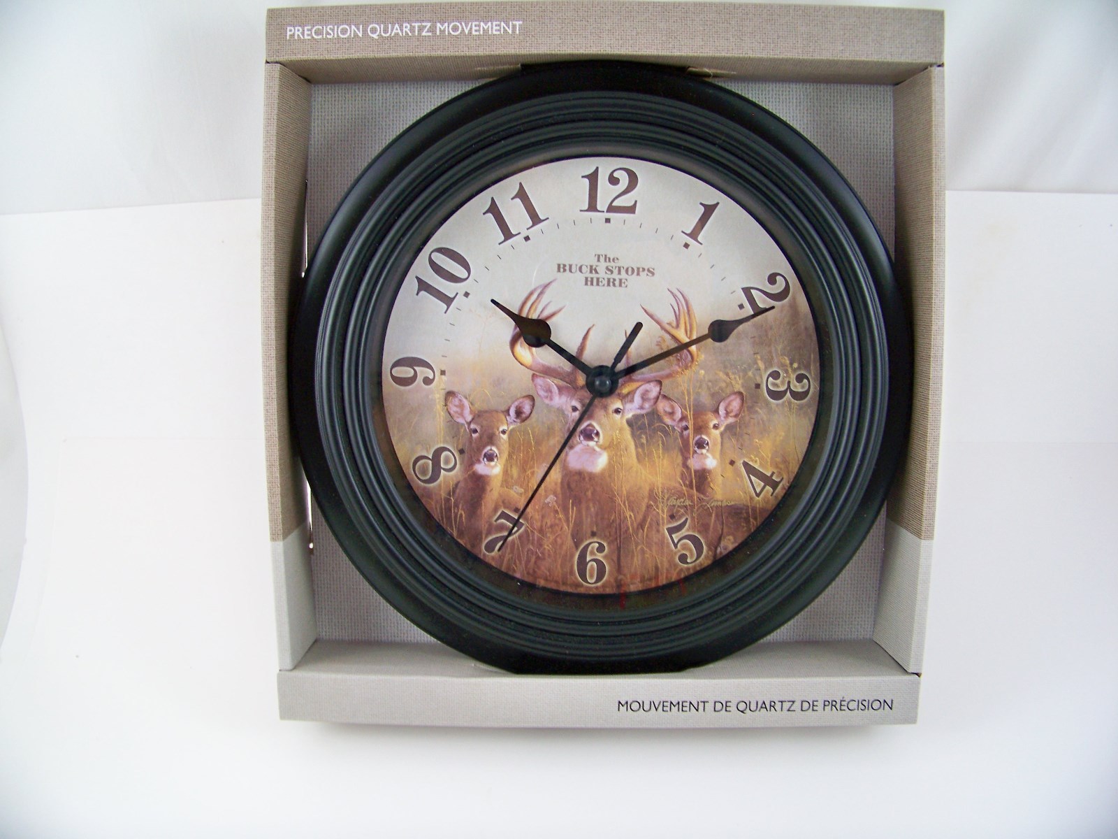 Reflective Art Wall Clocks Deer The Buck Stops Here 10" Wildlife Indoor