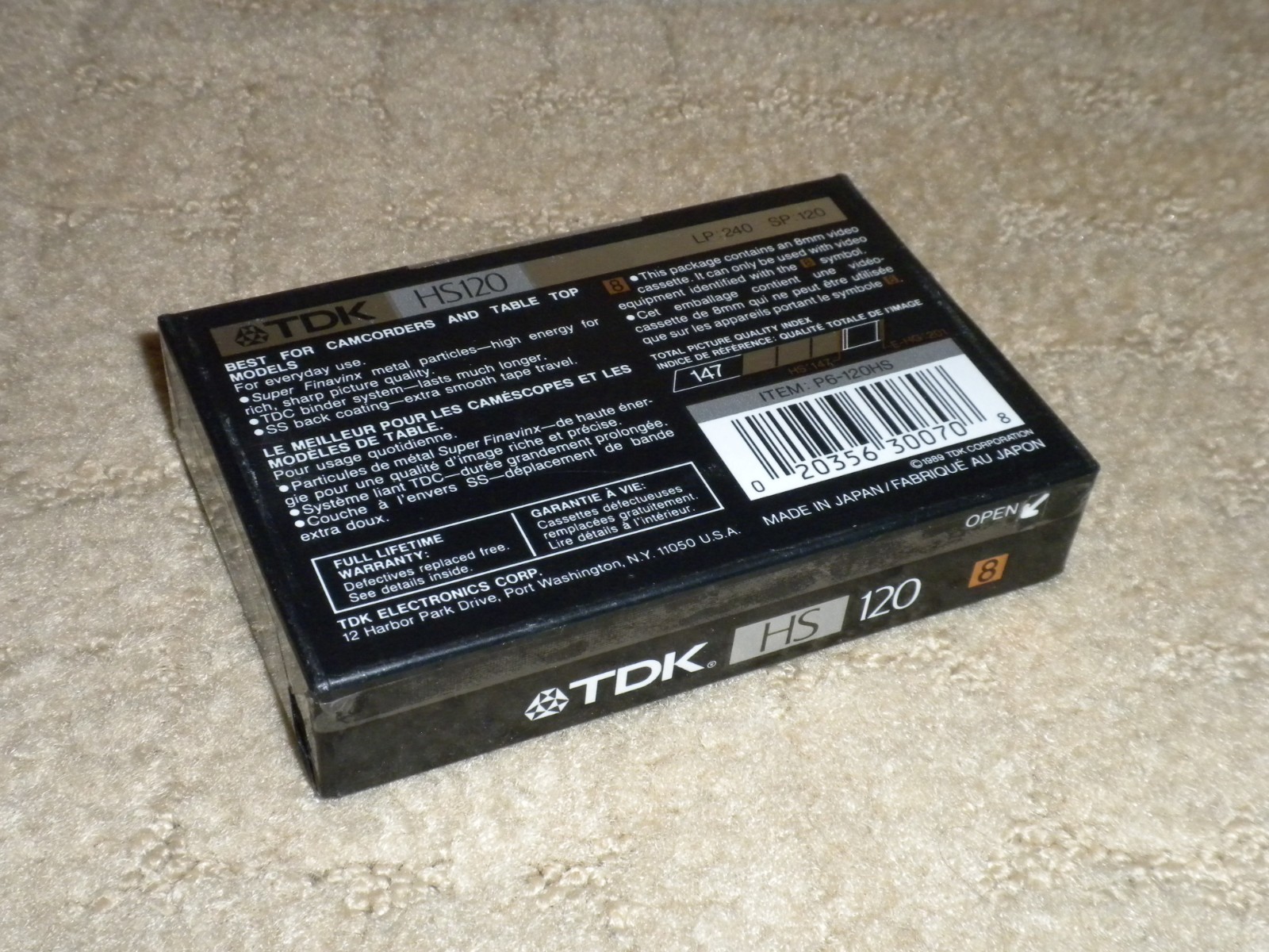 Sealed TDK HS120 8mm Metal Particle Cassette Tape Video & Digital Audio Japan