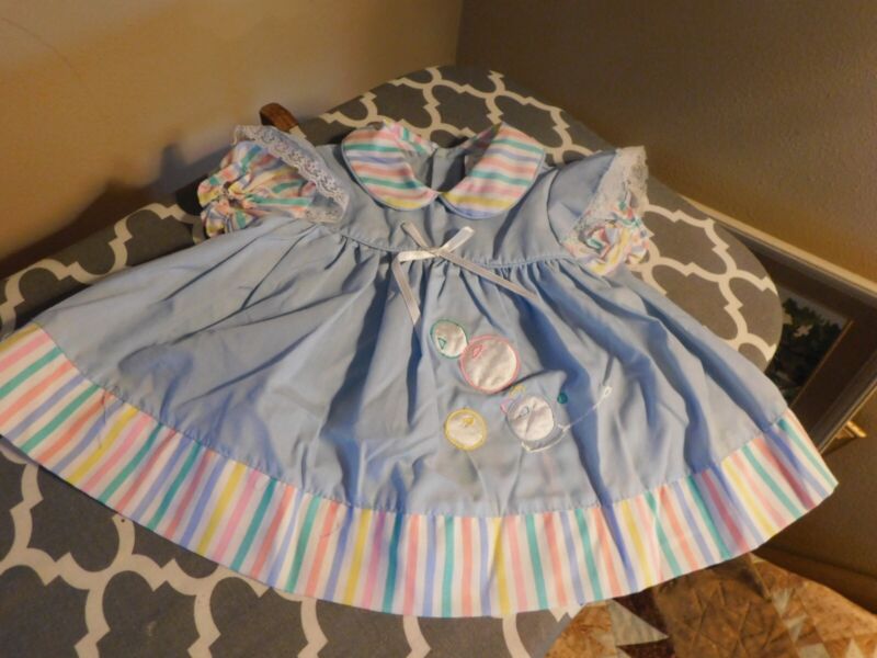 Pastel Striped Baby Dress Vintage Philippines Size 9 Month New Condition