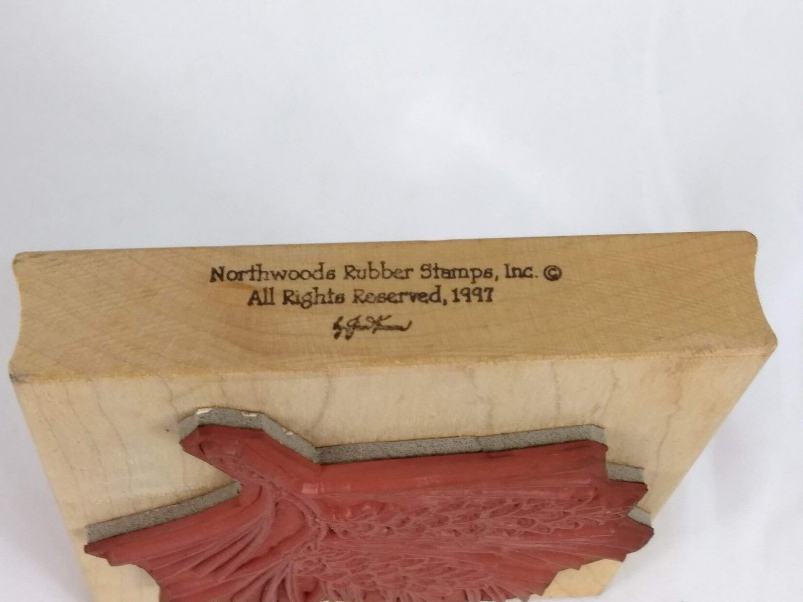 Northwoods Rubber Stamp Double Pine Cone Branch Wood Mounted Pinecone Vtg 1997