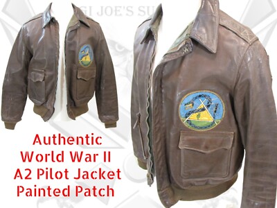 WW II A2 USAAF Leather Flight Pilot Jacket Painted Patch