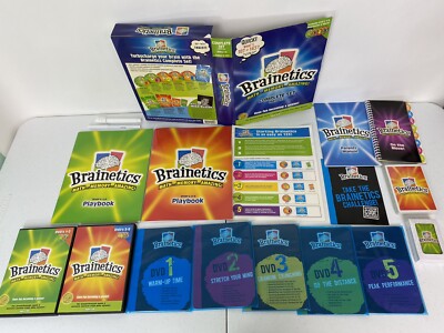 Brainetics Math Memory System Parts 1 & 2 Complete 5 DVD Set w Books Flash Cards