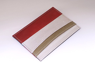 Genuine Eel Skin Leather - Slim Card Case / Black Hot Pink