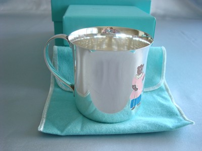 TIFFANY sterling silver enamel ~ BABY CHILD CUP 'THREE BEARS' ~ RARE & FABULOUS!
