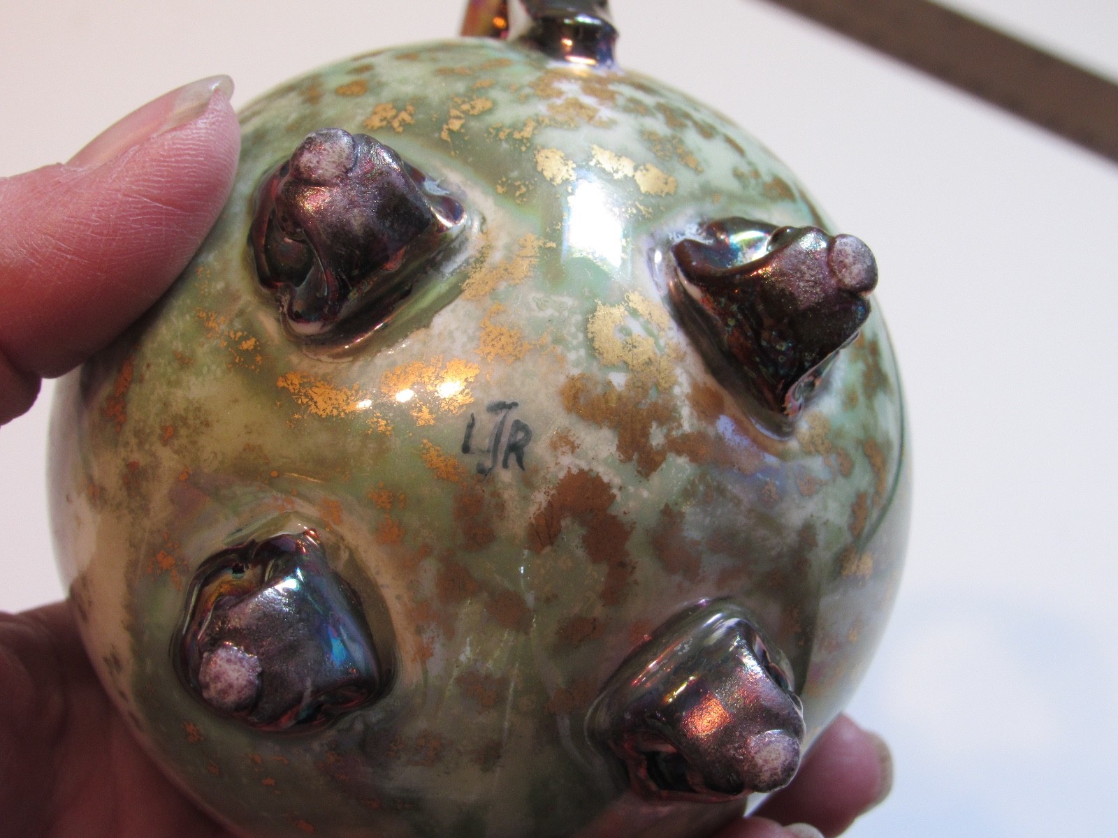 Antique Luster Ware Pitcher Lusterware Rare Green - Signed JLR