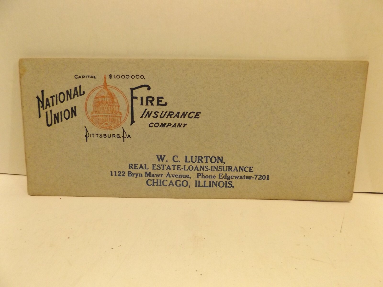 Vintage Ink Blotter from NATIONAL UNION FIRE INSURANCE Co Pittsburg