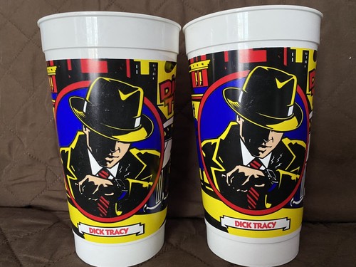 マクドナルド　プラスチックカップ　ラスベガス90年代プロフお読みください Vintage 1990 - McDonalds Dick Tracy Movie Cups: Set of 2