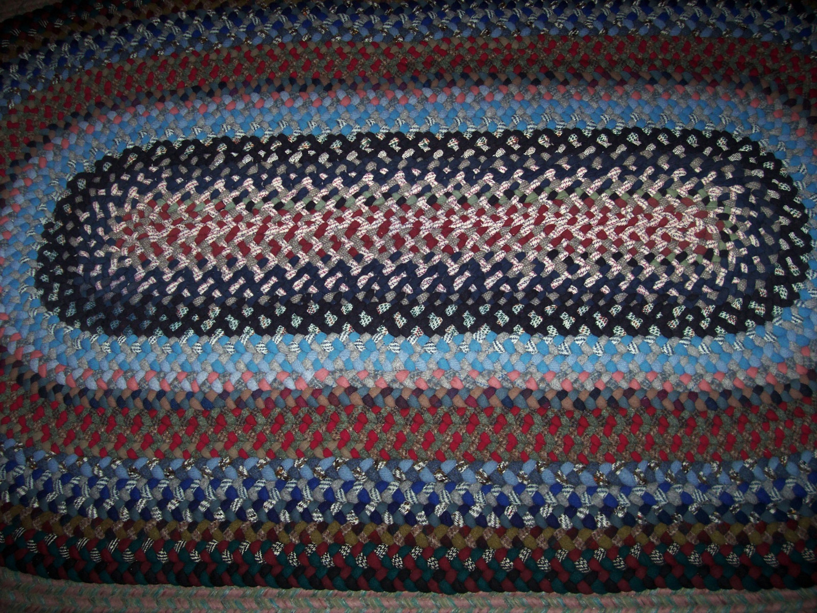 New Not Antique Handmade Oval Wool Braided Rug 3' X 5'5