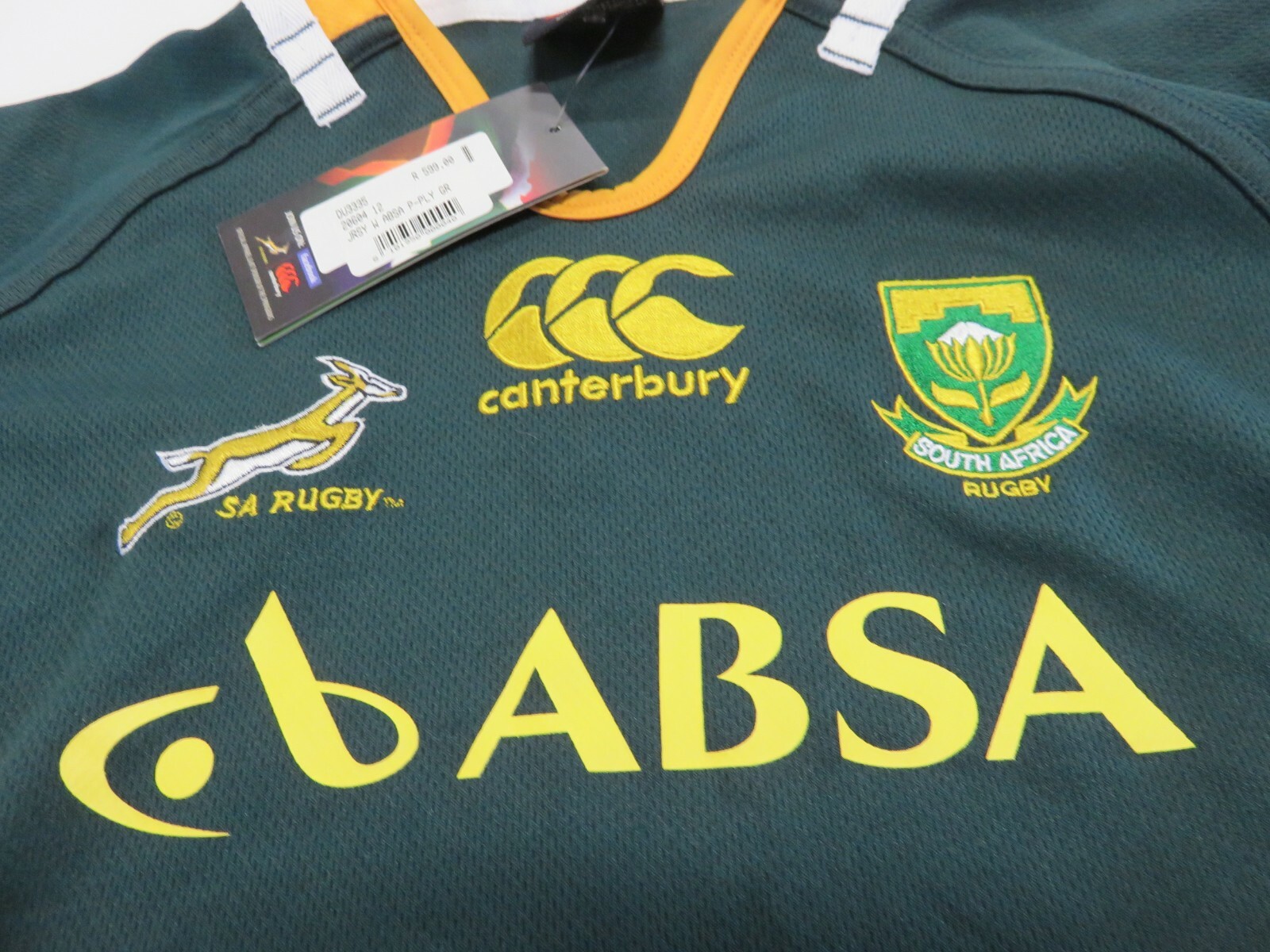 NWT Canterbury Green & Yellow South Africa Springboks Rugby Polo Youth Size 12