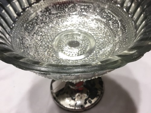 Creative Co-Op Mercury Glass Bowl in Pedestal Silver 7” Diameter x 7” H