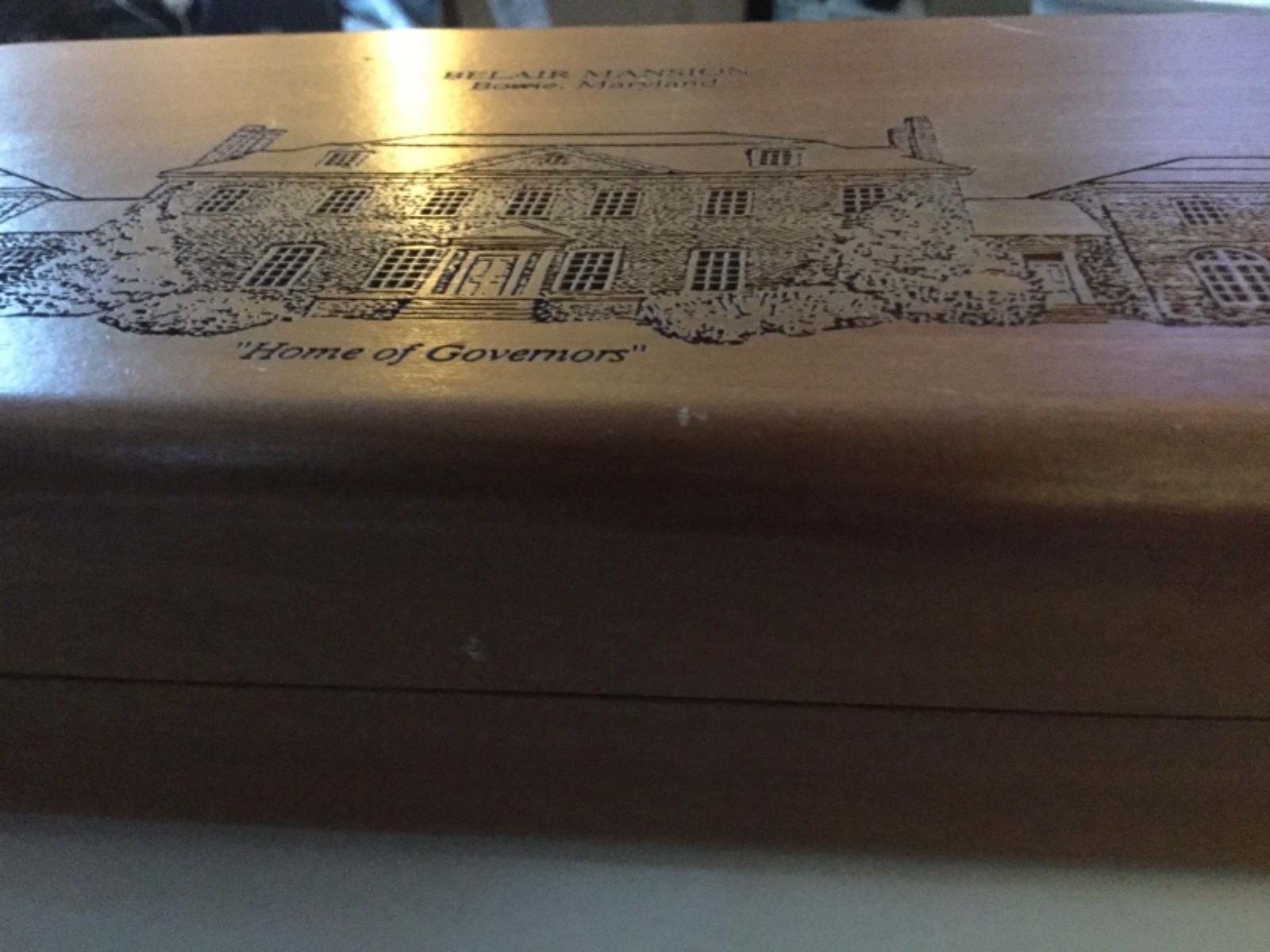 Wood Jewelry Box Carved Wood Engraved Historic Belair Mansion Bowie, MD
