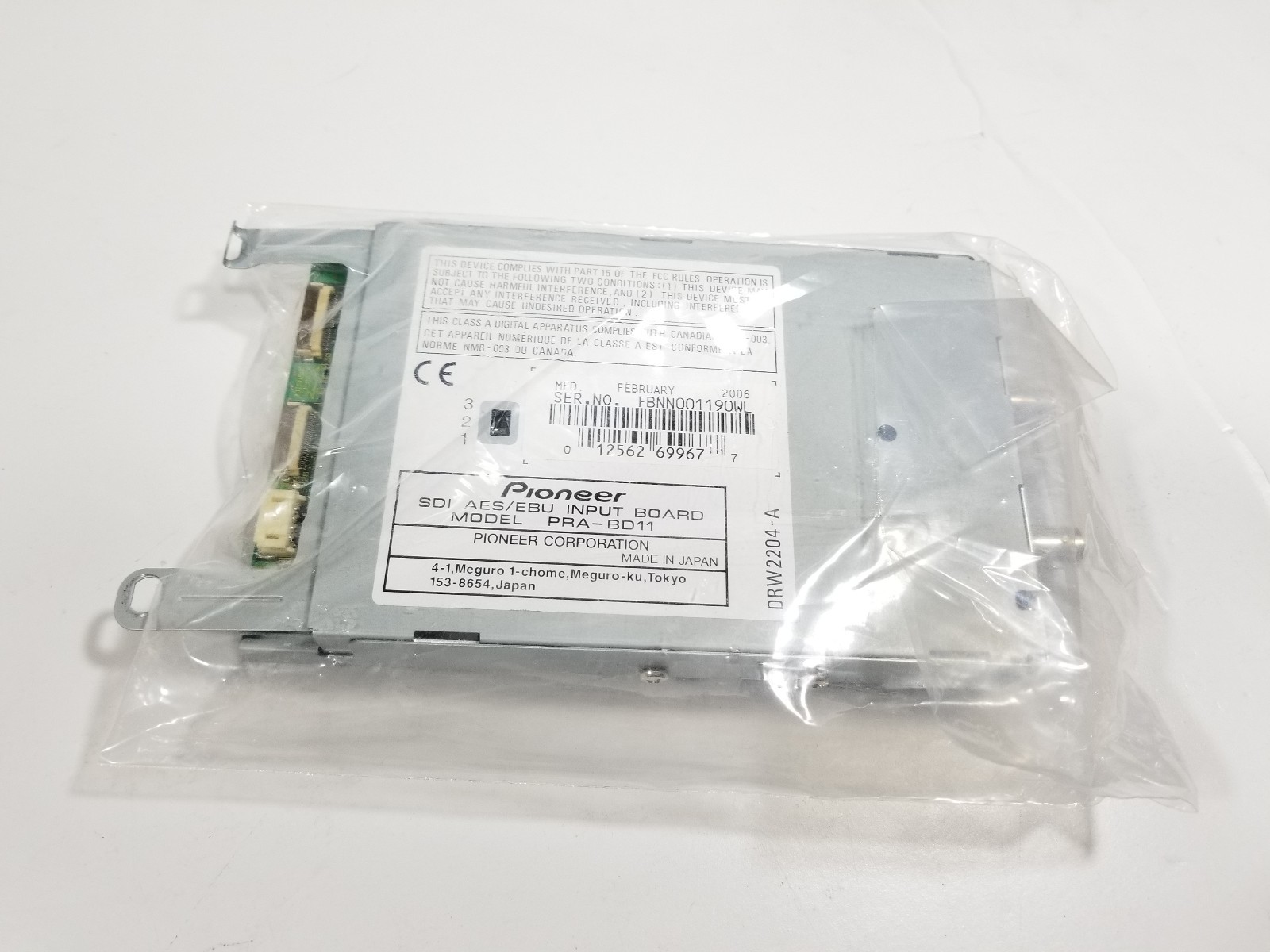 *NEW* Pioneer AES/EBU Input Board Model PRA-BD11 DVD Recorder PRV-LX1 SEALED U.S