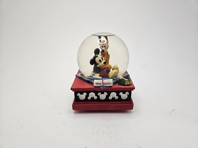 Retired Disney Mickey Mouse and Pluto Musical Snow Globe Best Friends Toon Times