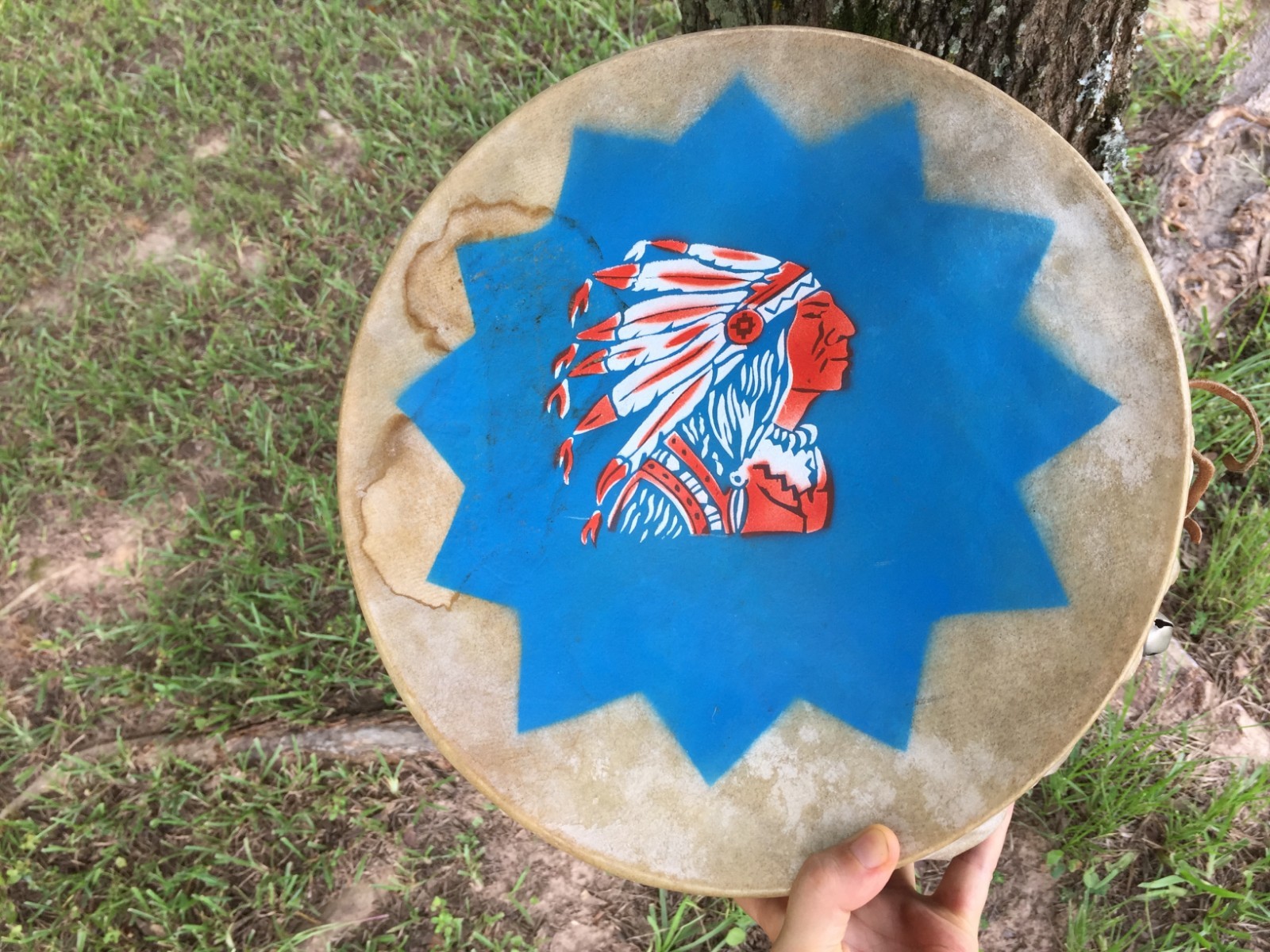 Vintage Indian Drum Rawhide Decor or Toy Drum 12 x 5