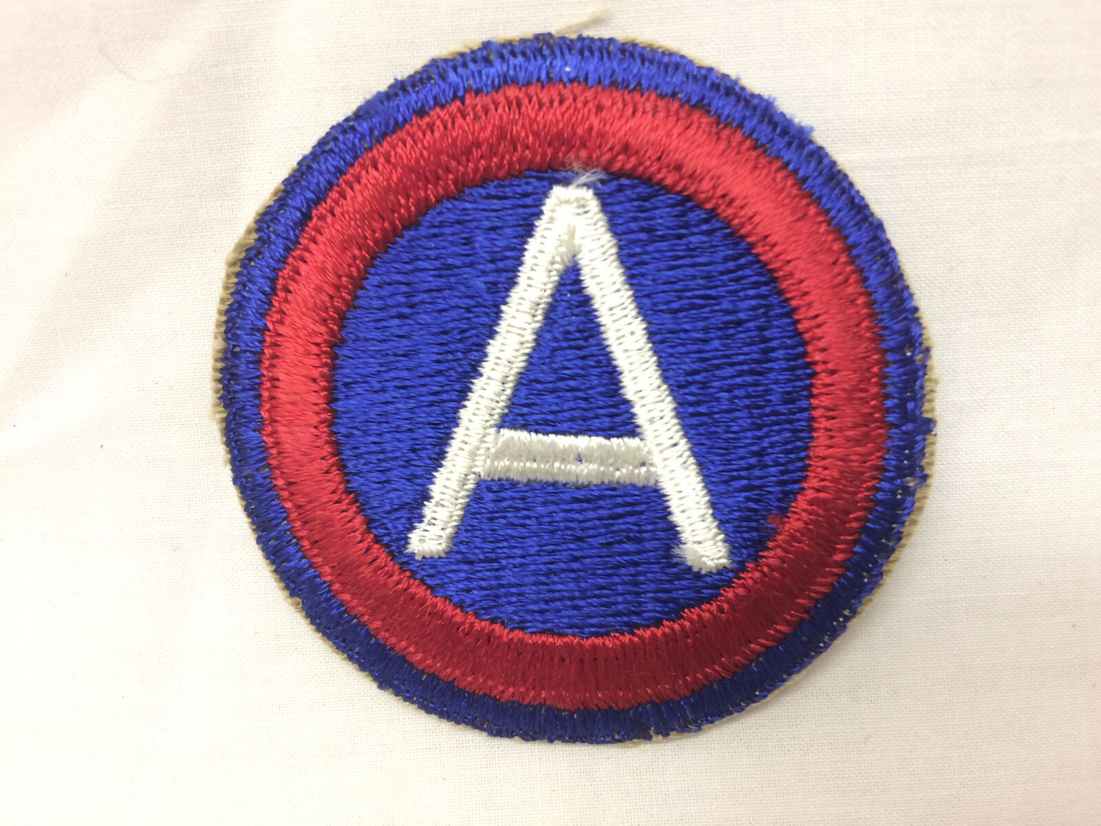 Vintage Military Patch 3rd Army Blue Border Variant Thick Red Ring