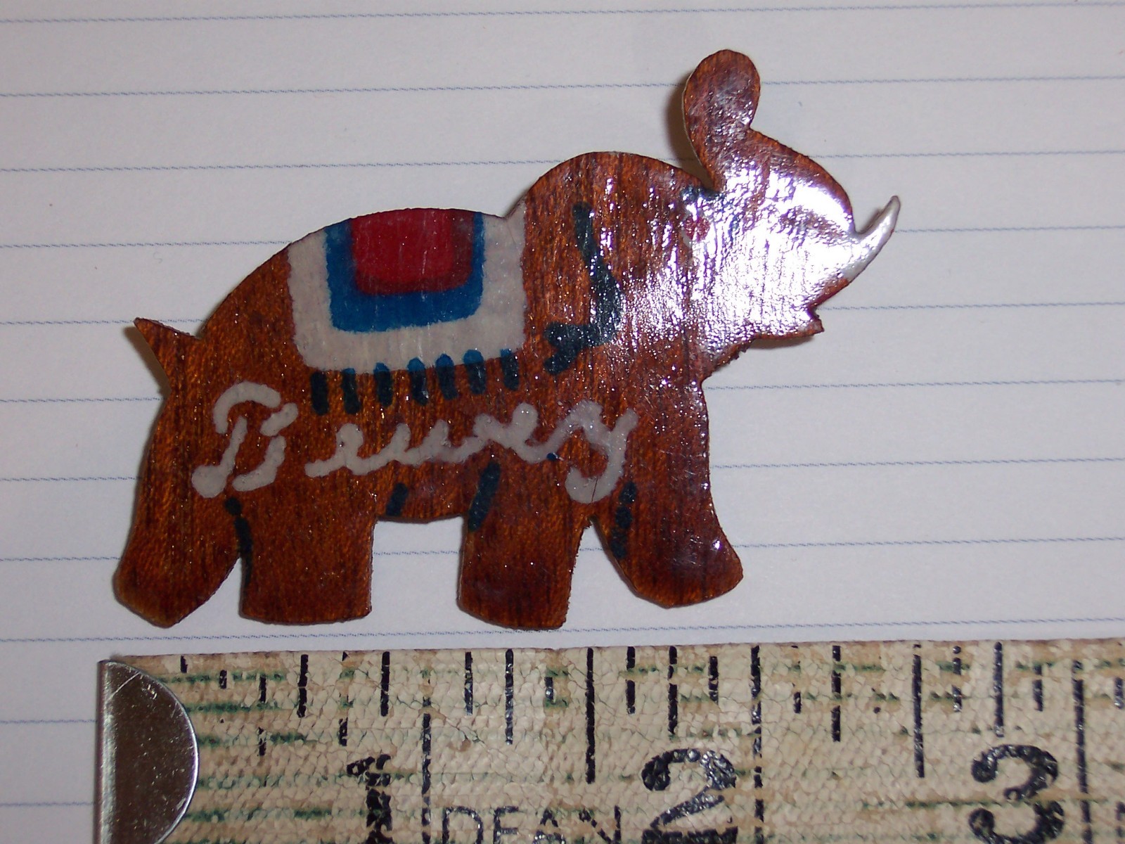 vintage Thomas Dewey Elephant wooden cut out POLITICAL Pin Pinback