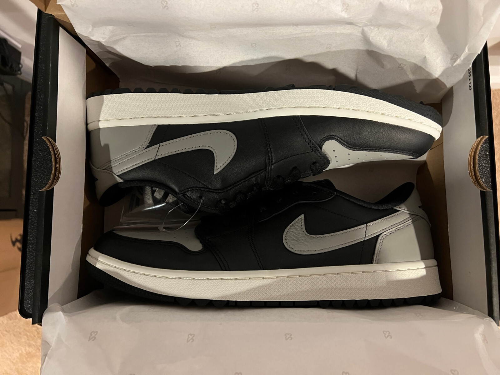 Nike Air Jordan 1 Low G Black Shadow Grey Golf Shoes Men