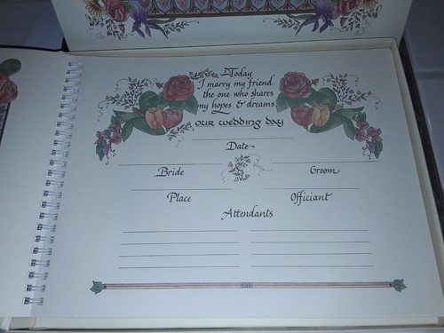 Our Wedding Anniversary Memory Book Album Scrapbook Floral Talus Vtg Marriage